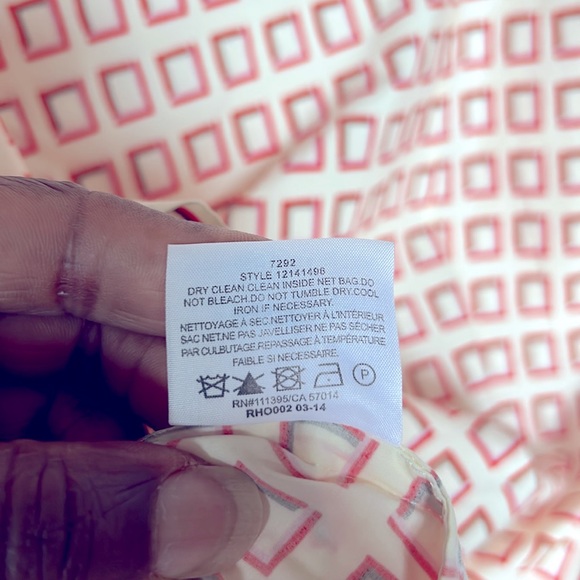 TORY BURCH orange, red, cream square printed mini dress w/3/4 sleeves. Size 2 - Picture 6 of 13